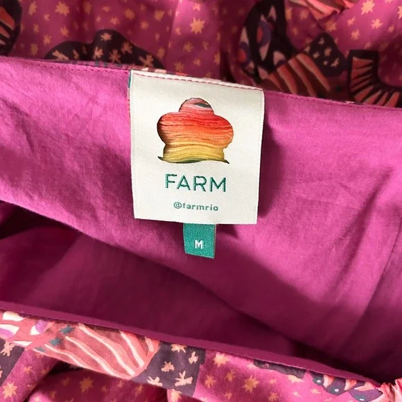 Farm Rio Wild Bananas Print Square Neck Ruffled Tiered Midi Dress Size Medium - Picture 5 of 7